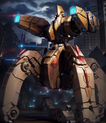 00005-2667504740-Best quality, masterpiece, 8k,raw photo,solo,ultra highres,mecha,glowing gun,in city,rainy.png